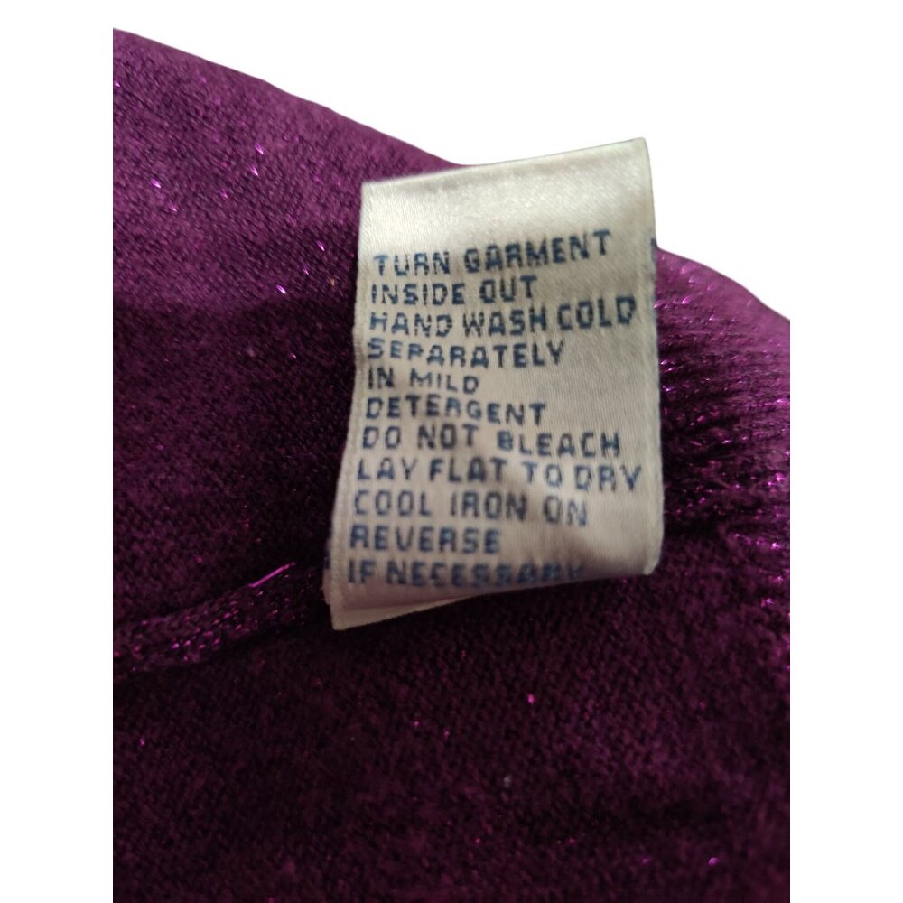 Plus Size 2X Womens Purple Sweater Metallic Shimmer Turtleneck Ribbed Cuff Tunic - Picture 8 of 15